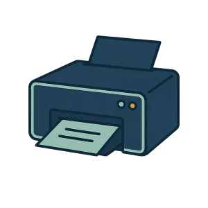Unplugged desktop printer with paper trays emptied, placed curbside ready for pickup and e-waste recycling
