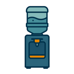 Unplugged water cooler with bottle removed, placed at curbside ready for pickup and eco‑friendly recycling