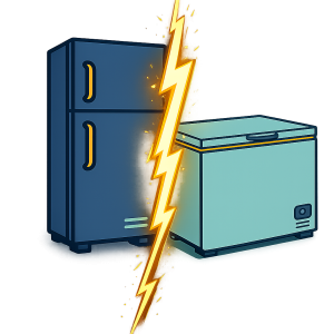 Residential refrigerator and chest freezer at curbside ready for eco‑friendly pickup and licensed disposal